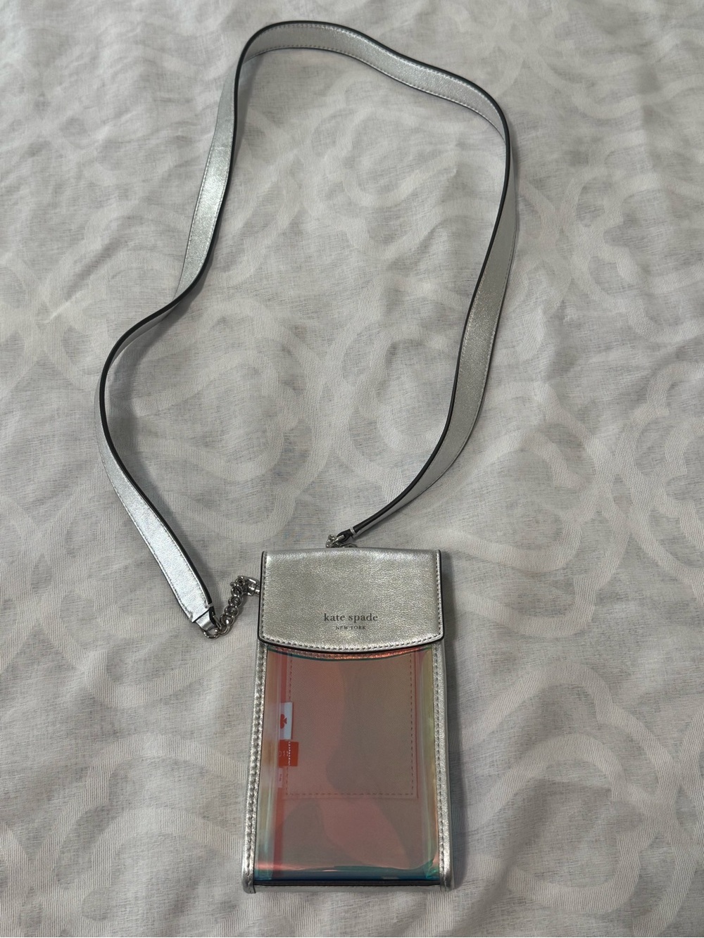 kate spade Iridescent Front Crossbody Phone Pouch with Silver Strap